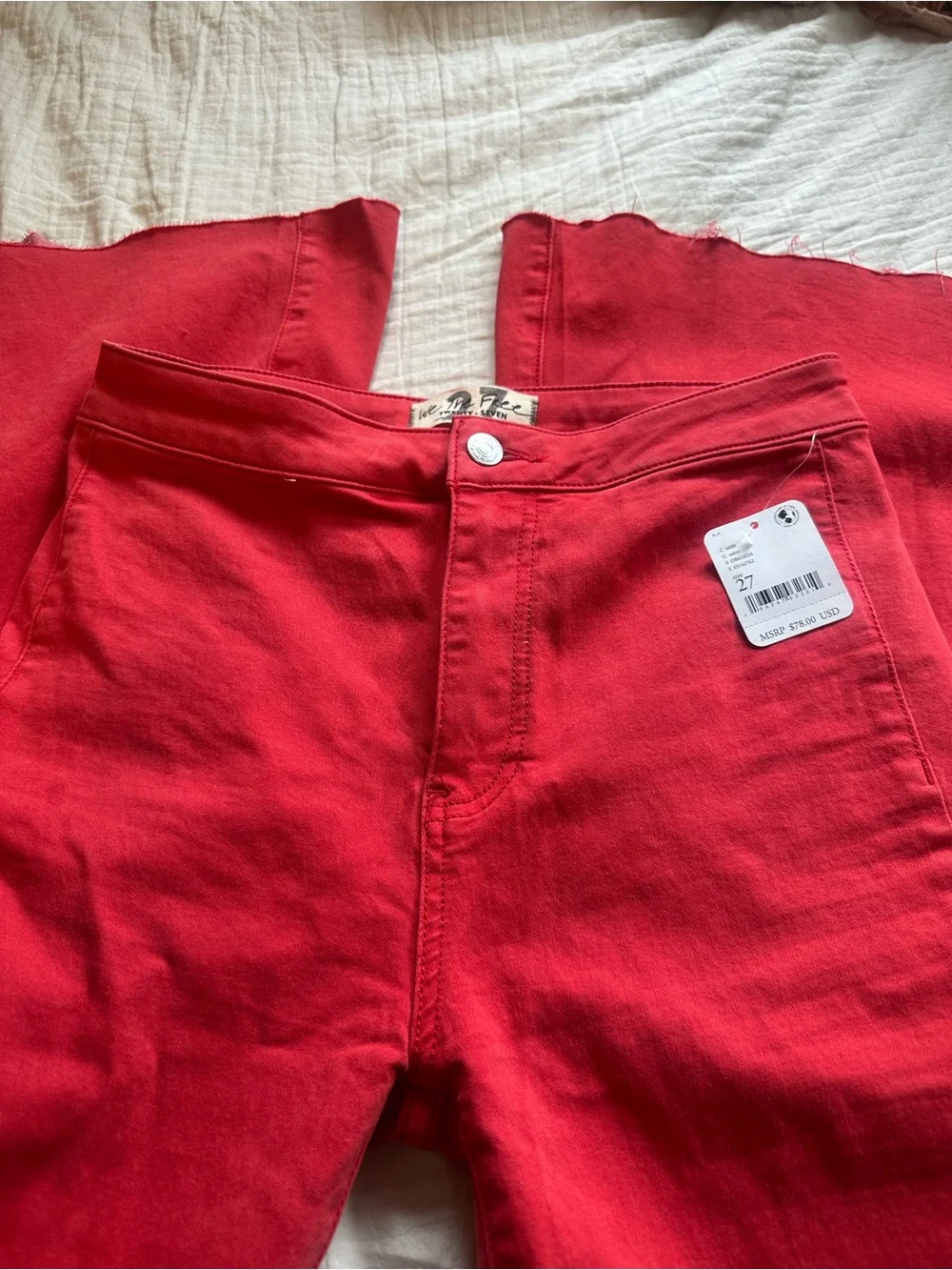NWT Free People Red flare pants size 27